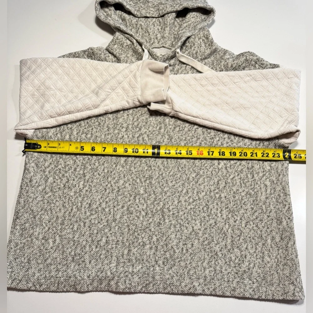 Madewell Quilted Sleeve Hoodie Sweatshirt Ivory/Gray Size Large Style #NB523 - Picture 7 of 9